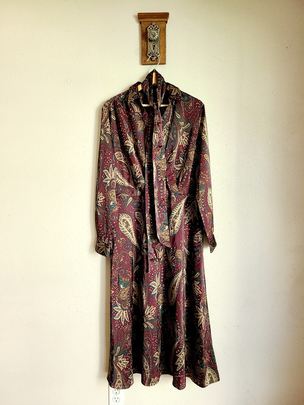 Lauren Ralph Lauren Burgundy Paisley Long Sleeve Dress